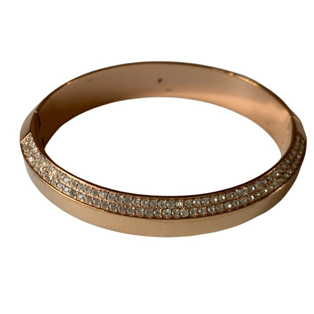 Michael Kors Brilliance Pave Logo Plaque Hinged Bangle Bracelet - Picture 6 of 16